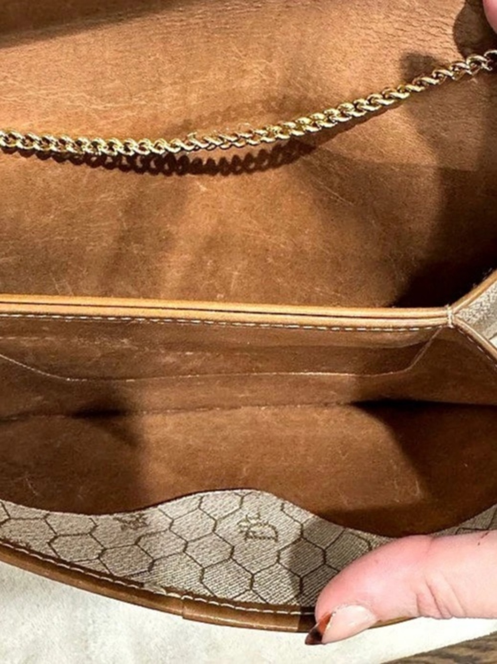 Vintage 1980’s Christian Dior Honeycomb Chain Shoulder Bag in Brown & Beige - Picture 11 of 13